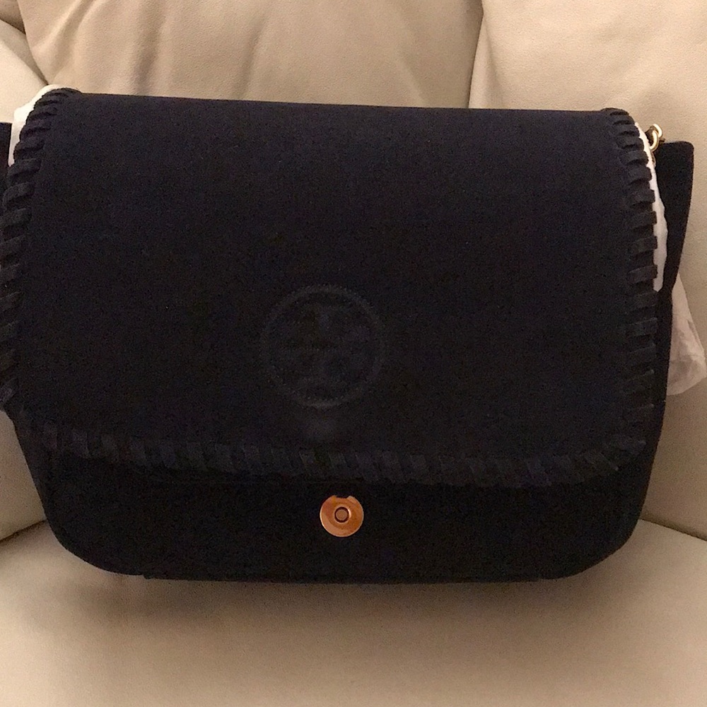ToryBurch navy color-suede bag